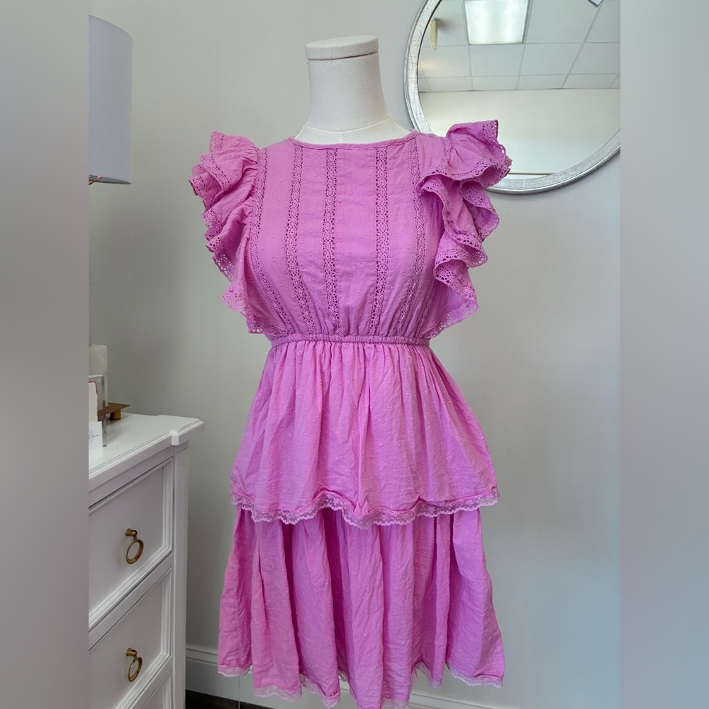 Japna pink Ruffle Sleeve Dress